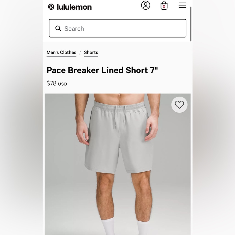 LULULEMON - PACE BREAKER SHORT 7” LINED - RHINO HEATHER GREY - XXL **BRAND NEW**